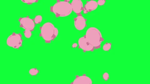 Piggy bank group elements falling animation, seamless loop Stock Footage 129178841