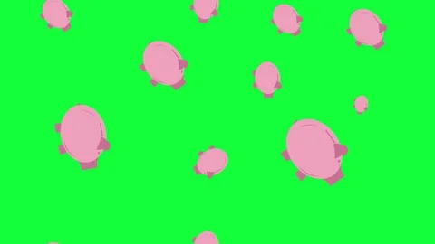 Piggy bank group loop animated graphic elements green screen Stock Footage 129178599