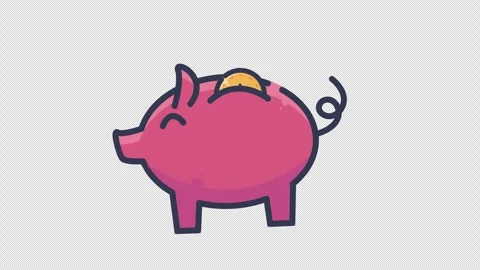 Piggy Bank Icon Loop Animation 4K Transparant Video stock 287750146
