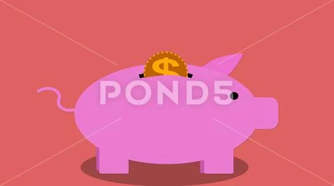 Piggy bank money saving concept red Stock Illustration