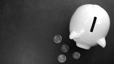 Piggy bank money savings concept Stock Footage