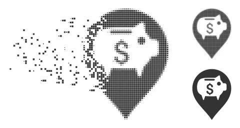 Piggy Bank Pointer Disintegrating Pixel Icon Illustrazione stock