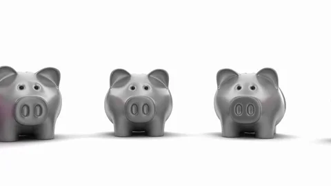 Piggy bank row, seamless loop Stock Footage 75074620