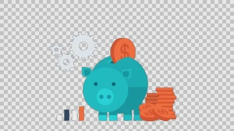 Piggy Bank Saving Money Animation Transparent Vector Motion Graphics Loop Stock Footage 59315022