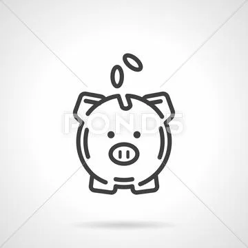 Piggy bank simple line vector icon Stock Illustration