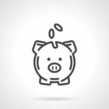 Piggy bank simple line vector icon Stock Illustration
