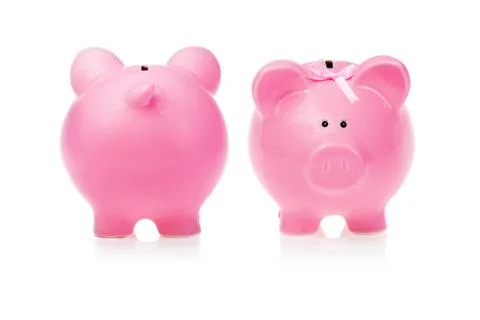 Piggy Bank: Two Points of View Stock Photos