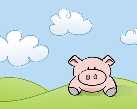 Piggy in a field Stock Illustration