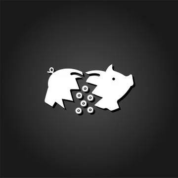 Piggy icon flat Stock Illustration