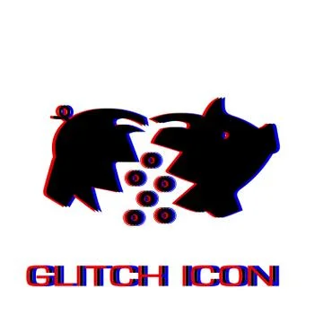 Piggy icon flat Stock Illustration