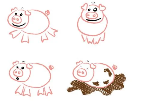 Piggy scribbles Stock Illustration