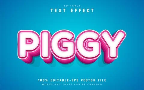 Piggy text effect editable Stock Illustration