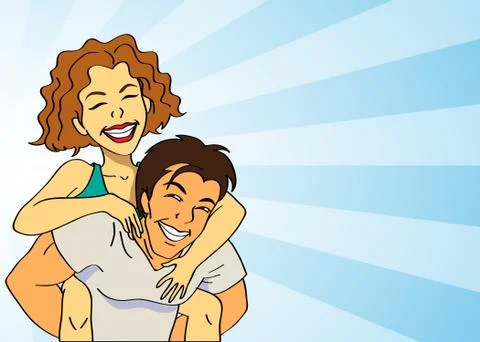 Piggyback ride Stock Illustration