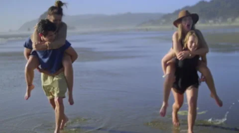 Piggyback ride racing Stock Footage 52584804
