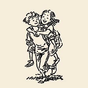 Piggybacking Stock Illustration