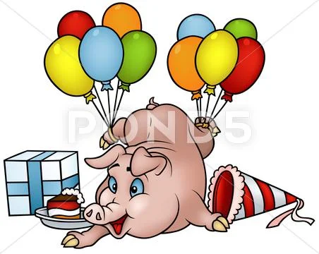 Piglet And Celebration Stock Illustration