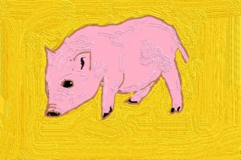 Piglet on the gold background 库存插图