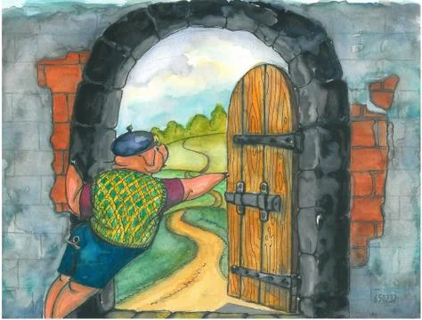 Piglet opened the door. Stock Illustration