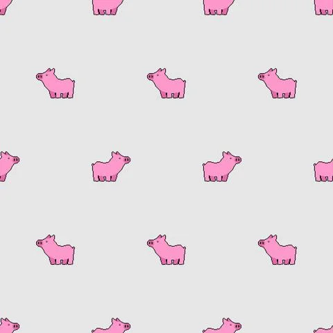 Piglet pattern seamless pixel art. Pink Pig background 8 bit. Farm animal vec Stock Illustration