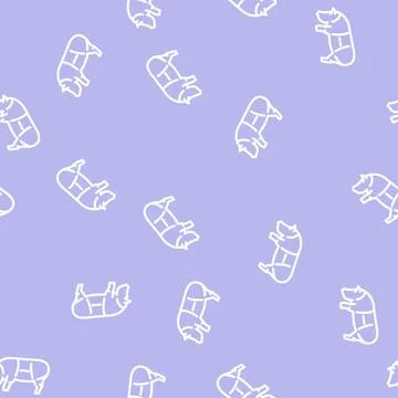 Piglet scheme line vector seamless pattern Stock Illustration