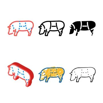 Piglet scheme types color icon vector Stock Illustration