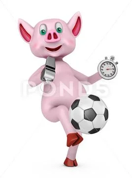 Piglet with soccer ball Stock Illustration