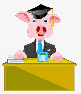 Piglet at the table Stock Illustration