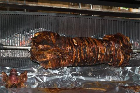 Pigling on BBQ Stock Photos