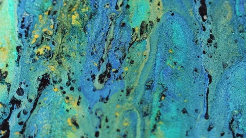 Pigment mix background liquid flow blue glitter Stock Footage 265050758