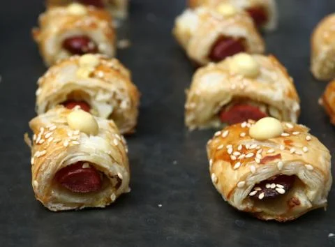 Pigs in a blanket appetizers Stock Photos