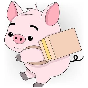 Pigs carry boxes of orders to customers Stock Illustration