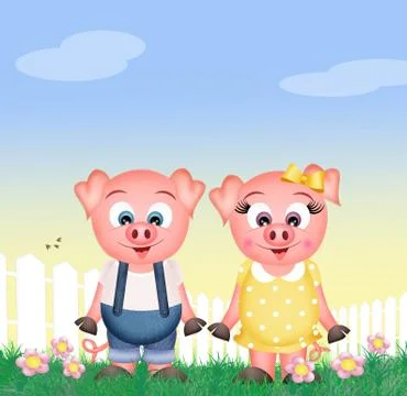 Pigs in the farm Stock Illustration