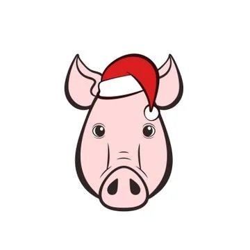 Pigs head in a hat. Stock Illustration