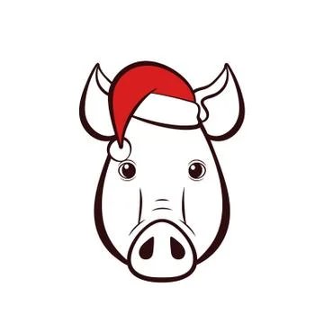 Pigs head in a hat. Stock Illustration