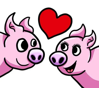 Pigs in Love Stock Illustration