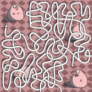 Pigs Maze Game Stock Illustration