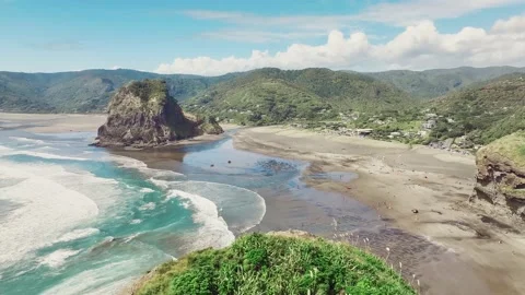 Piha Beach drone footage - 4K Stock Footage