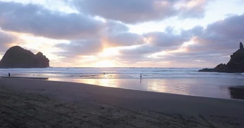 Piha beach NZ drone coverage Stock Footage 102926959