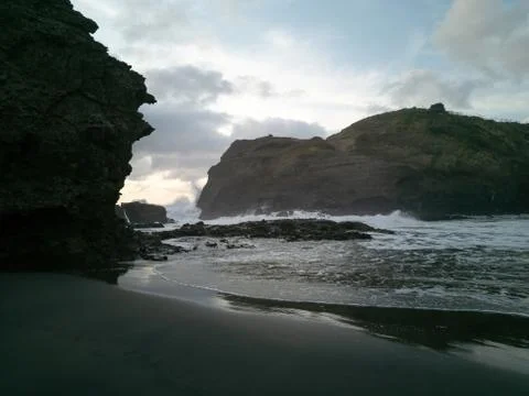 Piha Gap tidal lagoon Stock Photos