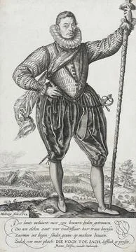 Pike Bearer, Facing Right. Hendrik Goltzius (Netherlands, Mlbracht [now Bra.. Stock Illustration