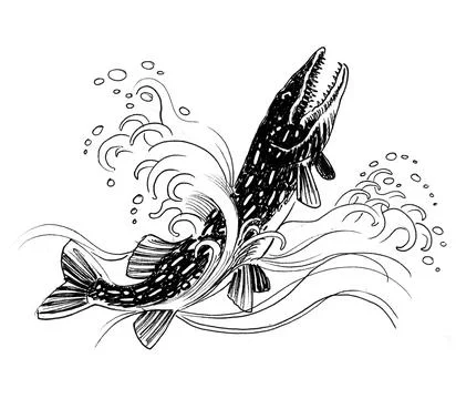 Pike fish Illustrazione stock