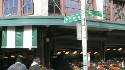 Pike Place Fish Market in Seattle Stock Footage
