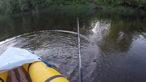 Pike on a spinning, river, packraft 스톡 동영상 108622856