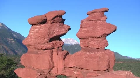 Pikes Peak through the Siamese Twins Stock-Footage 10862404