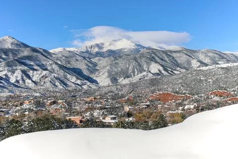 Pikes Peak in Winter Foto stock
