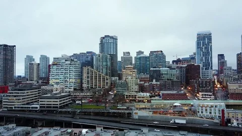 Pike's Public Market Skyline Stock Footage