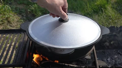 Pilaf Cooked On Fire Is Ready Vídeo Stock 309282966