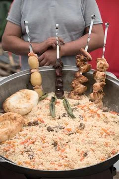 Pilaf with Shashlik Stock Photos