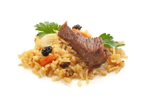 Pilaf on the white Stock Photos