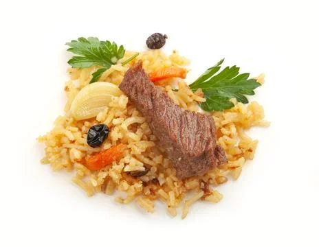 Pilaf on the white Stock Photos